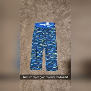Nike Blue and Green Camouflage Leggings